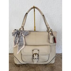 Coach Poppy cream Leather Whipstitch Shoulder Bag 19018 tote